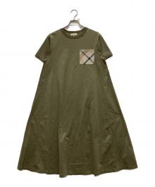 BLUE LABEL CRESTBRIDGE（ブルーレーベルクレストブリッジ）の古着「カットソーワンピース」｜カーキ