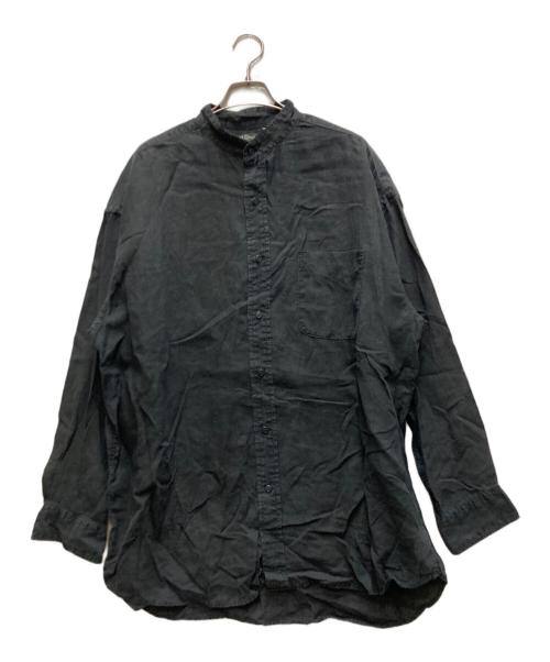 orSlow（オアスロウ）orSlow (オアスロウ) リネン100% ノーカラーシャツ ブラック サイズ:3の古着・服飾アイテム