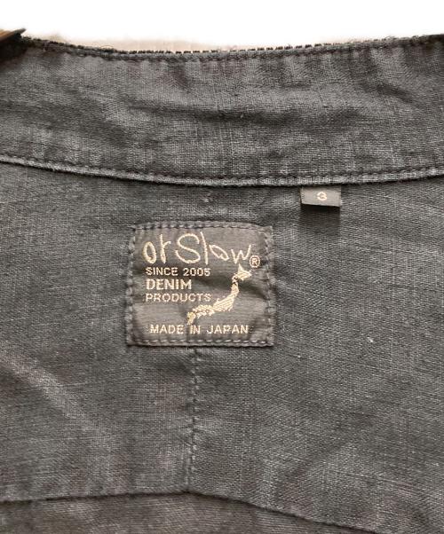 orSlow（オアスロウ）orSlow (オアスロウ) リネン100% ノーカラーシャツ ブラック サイズ:3の古着・服飾アイテム