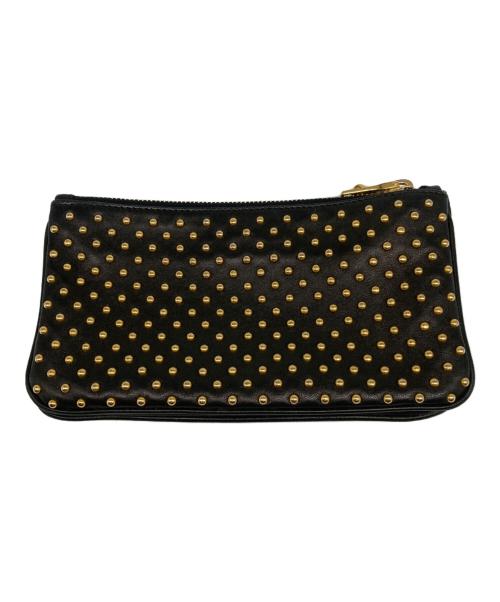 MIU MIU（ミュウミュウ）MIU MIU (ミュウミュウ) スタッズレザーポシェットポーチ ブラックの古着・服飾アイテム