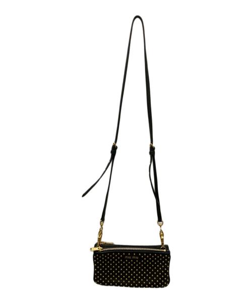 MIU MIU（ミュウミュウ）MIU MIU (ミュウミュウ) スタッズレザーポシェットポーチ ブラックの古着・服飾アイテム