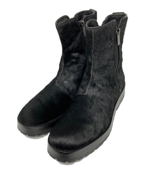 EMPORIO ARMANI（エンポリオアルマーニ）EMPORIO ARMANI (エンポリオアルマーニ) 00's ポニーヘア レザーブーツ ブラック サイズ:7の古着・服飾アイテム