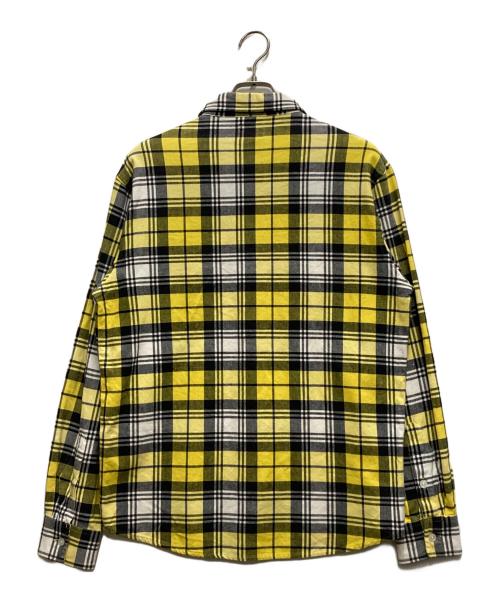 stussy（ステューシー）stussy (ステューシー) タータンチェックフランネルシャツ イエロー×グレー サイズ:Ⅼの古着・服飾アイテム