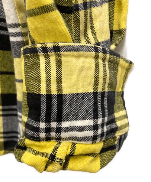 stussy（ステューシー）stussy (ステューシー) タータンチェックフランネルシャツ イエロー×グレー サイズ:Ⅼの古着・服飾アイテム