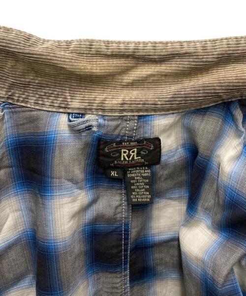 RRL（ダブルアールエル）RRL (ダブルアールエル) 襟コーデュロイ 切替 裏地チェックデニムカバーオール インディゴ サイズ:XLの古着・服飾アイテム