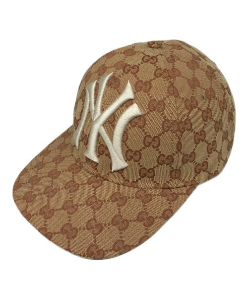 GUCCI（グッチ）GUCCI (グッチ) MLB (エムエルビー) GG ヤンキースコラボキャップ ベージュの古着・服飾アイテム