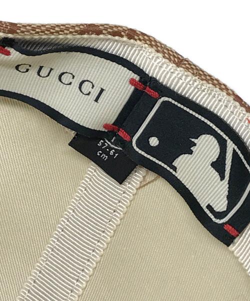 GUCCI（グッチ）GUCCI (グッチ) MLB (エムエルビー) GG ヤンキースコラボキャップ ベージュの古着・服飾アイテム