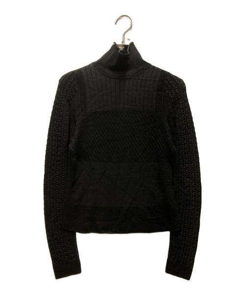 HERMES（エルメス）HERMES (エルメス) 切替リブ編みハイネックニット ブラック サイズ:38の古着・服飾アイテム