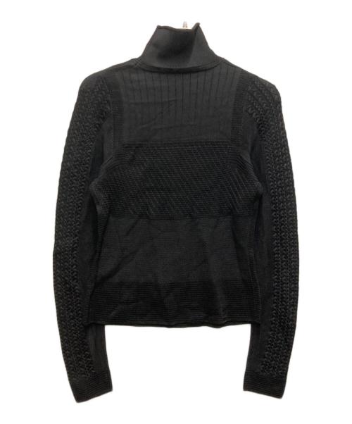 HERMES（エルメス）HERMES (エルメス) 切替リブ編みハイネックニット ブラック サイズ:38の古着・服飾アイテム