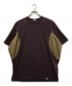 KOLORカラー）の古着「切替Tシャツ」｜ワインレッド