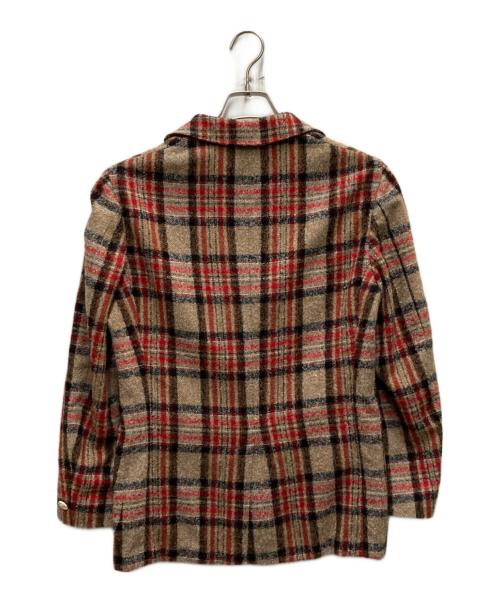 ernesto（エルネスト）ernesto (エルネスト) チェックテーラードジャケット レッド×ベージュ サイズ:Mの古着・服飾アイテム