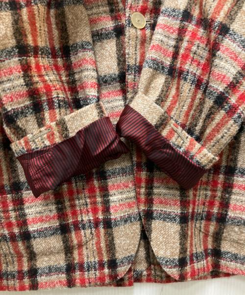 ernesto（エルネスト）ernesto (エルネスト) チェックテーラードジャケット レッド×ベージュ サイズ:Mの古着・服飾アイテム