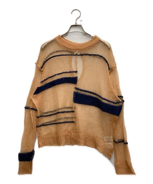 A CCORDION（アコーディオン）A CCORDION (アコーディオン) MOHAIR BORDER KNIT オレンジ サイズ:不明の古着・服飾アイテム