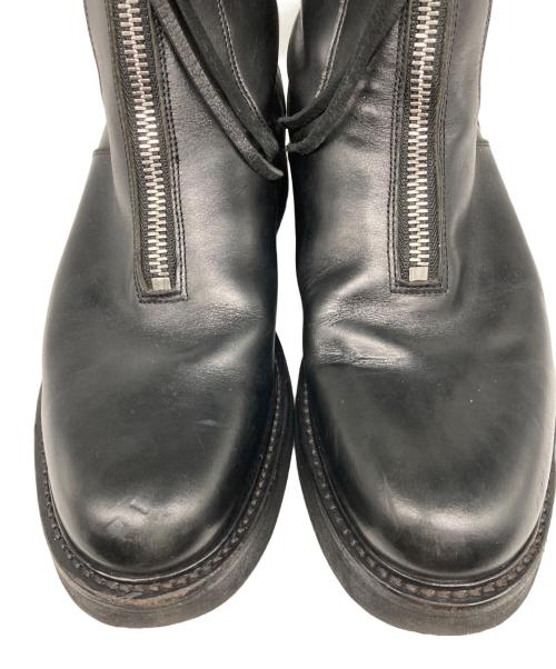 FORSOMEONE（フォーサムワン）FORSOMEONE (フォーサムワン) フロントジップ デザイン ハイカット レザーブーツ ブラック サイズ:41の古着・服飾アイテム