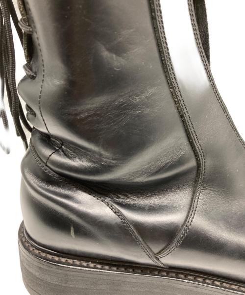 FORSOMEONE（フォーサムワン）FORSOMEONE (フォーサムワン) フロントジップ デザイン ハイカット レザーブーツ ブラック サイズ:41の古着・服飾アイテム