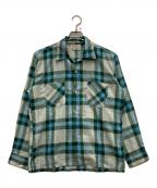 PERMANENT PRESSパーマネントプレス）の古着「60's 開襟チェックシャツ」｜グリーン
