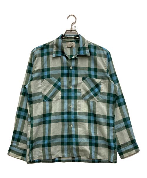 PERMANENT PRESS（パーマネントプレス）PERMANENT PRESS (パーマネントプレス) 60's 開襟チェックシャツ グリーン サイズ:Ⅿの古着・服飾アイテム