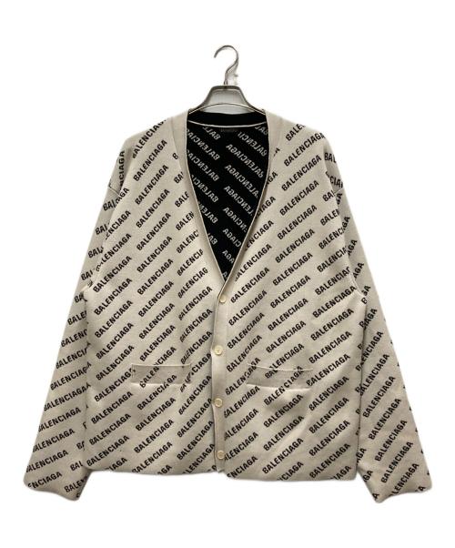 BALENCIAGA（バレンシアガ）BALENCIAGA (バレンシアガ) MINI ALLOVER LOGO CARDIGAN ブラック×ホワイト サイズ:3の古着・服飾アイテム