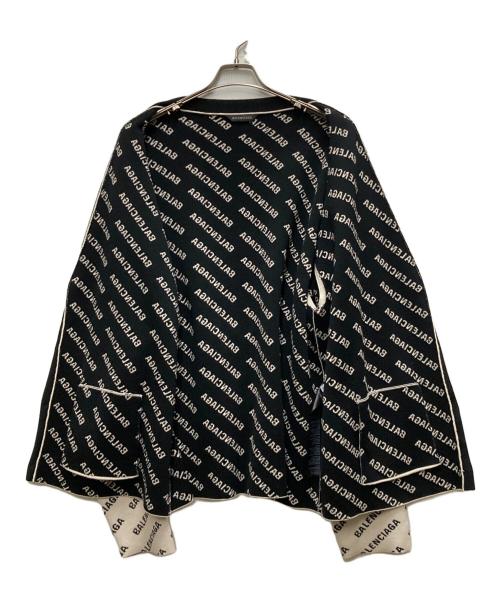 BALENCIAGA（バレンシアガ）BALENCIAGA (バレンシアガ) MINI ALLOVER LOGO CARDIGAN ブラック×ホワイト サイズ:3の古着・服飾アイテム