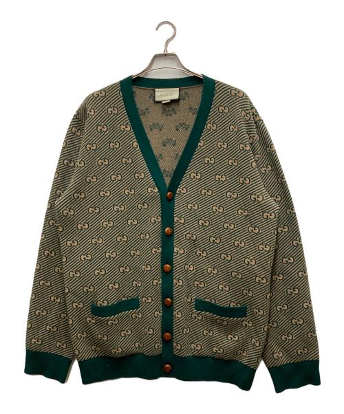GUCCI（グッチ）GUCCI (グッチ) GG Striped Wool Knit Cardigan グリーン サイズ:XLの古着・服飾アイテム
