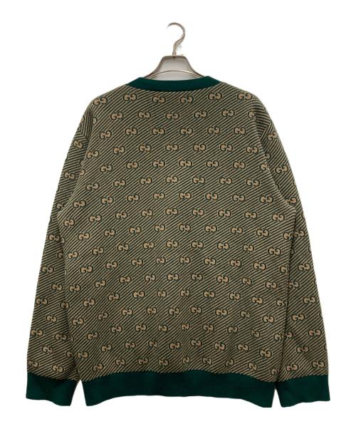 GUCCI（グッチ）GUCCI (グッチ) GG Striped Wool Knit Cardigan グリーン サイズ:XLの古着・服飾アイテム
