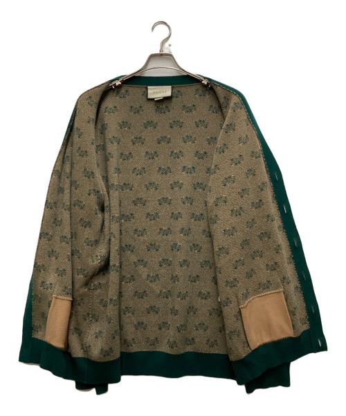 GUCCI（グッチ）GUCCI (グッチ) GG Striped Wool Knit Cardigan グリーン サイズ:XLの古着・服飾アイテム