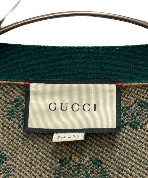 GUCCI（グッチ）GUCCI (グッチ) GG Striped Wool Knit Cardigan グリーン サイズ:XLの古着・服飾アイテム