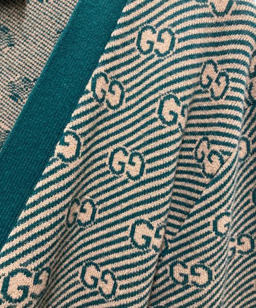 GUCCI（グッチ）GUCCI (グッチ) GG Striped Wool Knit Cardigan グリーン サイズ:XLの古着・服飾アイテム