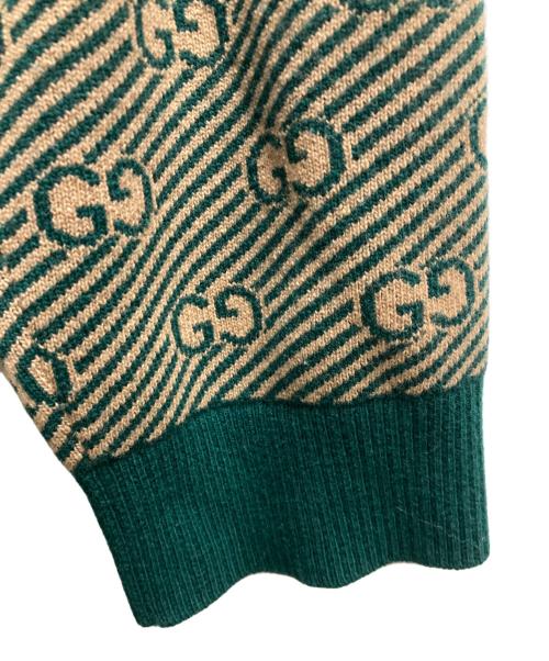 GUCCI（グッチ）GUCCI (グッチ) GG Striped Wool Knit Cardigan グリーン サイズ:XLの古着・服飾アイテム