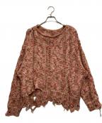 Ameriアメリ）の古着「CABLE PATTERN DAMAGE LOOSE KNIT」｜ピンク