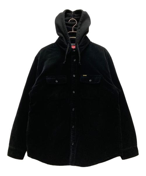SUPREME（シュプリーム）Supreme (シュプリーム) Quilted Lined Hooded Velvet Shirt ブラック サイズ:Ⅼの古着・服飾アイテム
