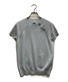 HERMES（エルメス）の古着「カシミヤシルク ロゴボタンニット」｜ブルー