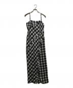 MAISON SPECIALメゾンスペシャル）の古着「Button Slit Checkered Camisole Maxidresses」｜ブラック×グレー