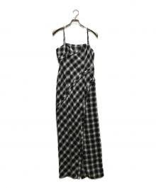 MAISON SPECIAL（メゾンスペシャル）の古着「Button Slit Checkered Camisole Maxidresses」｜ブラック×グレー