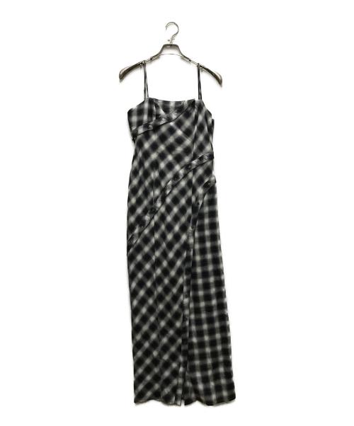 MAISON SPECIAL（メゾンスペシャル）MAISON SPECIAL (メゾンスペシャル) Button Slit Checkered Camisole Maxidresses ブラック×グレー サイズ:38の古着・服飾アイテム