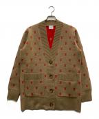 BURBERRYバーバリー）の古着「Monogram オーバーサイズ カーディガン」｜レッド×ベージュ