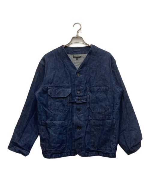 Engineered Garments（エンジニアドガーメンツ）Engineered Garments (エンジニアドガーメンツ) ノーカラーデニムジャケット ブルー サイズ:Sの古着・服飾アイテム