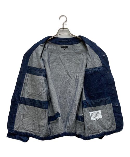 Engineered Garments（エンジニアドガーメンツ）Engineered Garments (エンジニアドガーメンツ) ノーカラーデニムジャケット ブルー サイズ:Sの古着・服飾アイテム