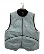 stussyステューシー）の古着「WASHED CANVAS PRIMALOFT VEST」｜スカイブルー