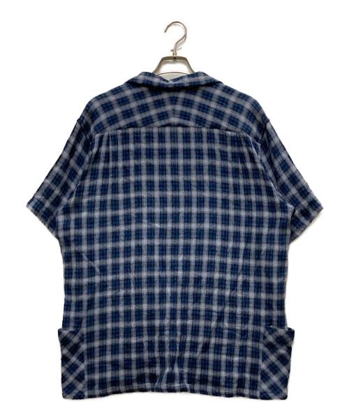 Caledoor（カレドアー）CALEDOOR (カレドアー) Panama Cloth Check Open Collar Shirt ブルー サイズ:Sの古着・服飾アイテム