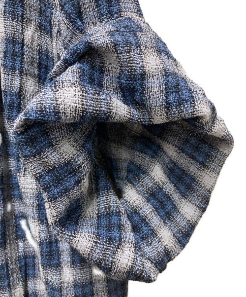 Caledoor（カレドアー）CALEDOOR (カレドアー) Panama Cloth Check Open Collar Shirt ブルー サイズ:Sの古着・服飾アイテム