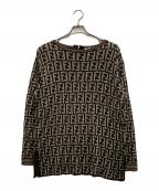 FENDIフェンディ）の古着「ズッカ柄モノグラムニット」｜ブラウン