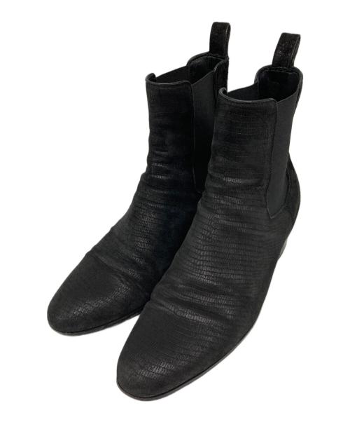 Saint Laurent Paris（サンローランパリ）Saint Laurent Paris (サンローランパリ) 型押しサイドゴアヒールブーツ ブラック サイズ:43の古着・服飾アイテム