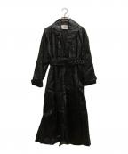 eimy istoireエイミーイストワール）の古着「フェイクレザータックロングコート」｜ブラック