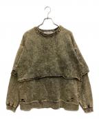 PRANK PROJECTプランクプロジェクト）の古着「Layered Pigment Sweatshirt」｜イエロー