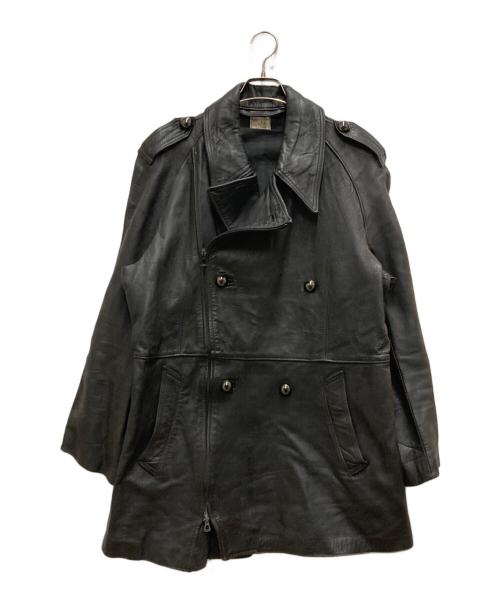 French Army（フランス軍）French Army (フランス軍) 80s レザーモーターサイクルコート ブラック サイズ:104Mの古着・服飾アイテム