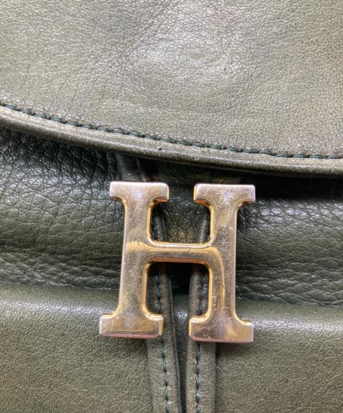 HIROFU（ヒロフ）HIROFU (ヒロフ) レザーミニリュック グリーンの古着・服飾アイテム