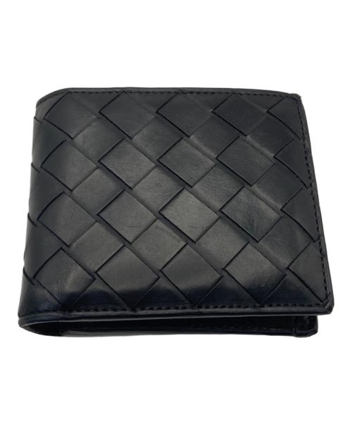 BOTTEGA VENETA（ボッテガベネタ）BOTTEGA VENETA (ボッテガベネタ) イントレチャート2つ折り財布 ブラックの古着・服飾アイテム