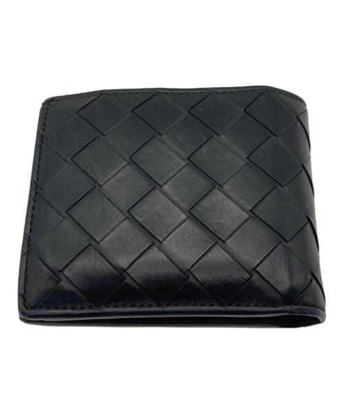 BOTTEGA VENETA（ボッテガベネタ）BOTTEGA VENETA (ボッテガベネタ) イントレチャート2つ折り財布 ブラックの古着・服飾アイテム