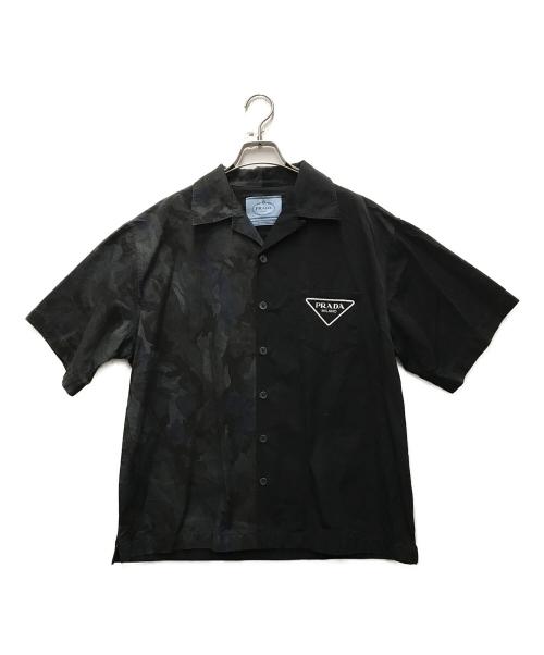 PRADA（プラダ）PRADA (プラダ) ダブルマッチポプリン半袖シャツ ブラック サイズ:XLの古着・服飾アイテム